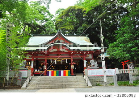 Atami Kinomiya Shrine main hall covered in green Atami Kinomiya Shrine main hall covered in green 32806098