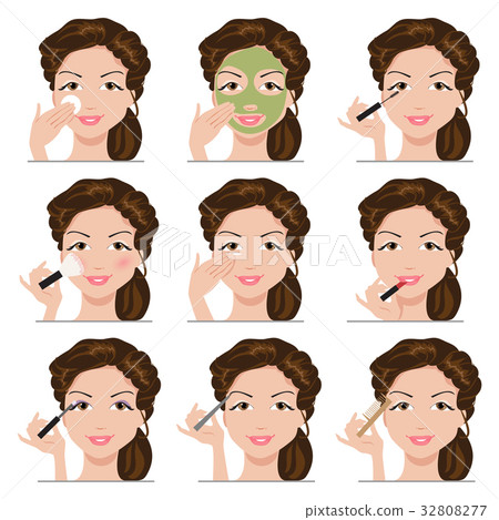 set of women with make-up set of women with make-up 32808277