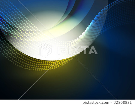 Glowing wave created with particles on dark color Glowing wave created with particles on dark color 32808881