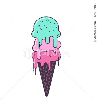 图库插图 flat vector ice cream cone isolated on white