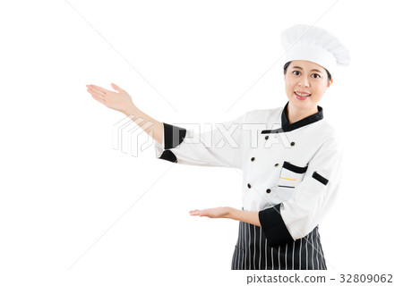 Cook or chef showing and presenting Cook or chef showing and presenting 32809062
