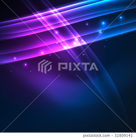 Energy lines, glowing waves in the dark, vector Energy lines, glowing waves in the dark, vector 32809141