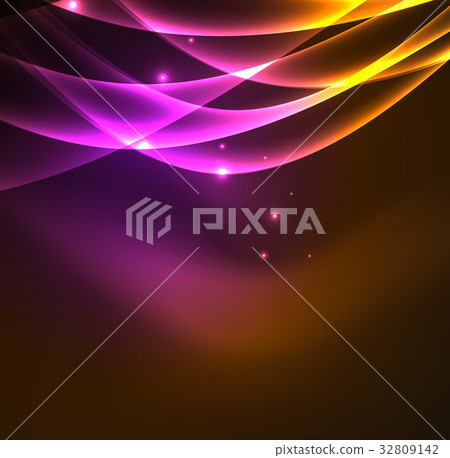 Energy lines, glowing waves in the dark, vector Energy lines, glowing waves in the dark, vector 32809142