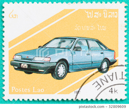 Postage stamps with printed in Laos shows car Postage stamps with printed in Laos shows car 32809609