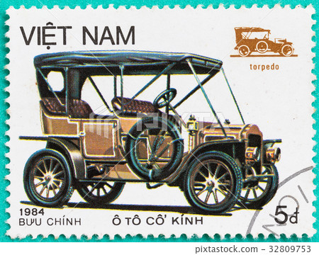 Postage stamps with the classical car Postage stamps with the classical car 32809753