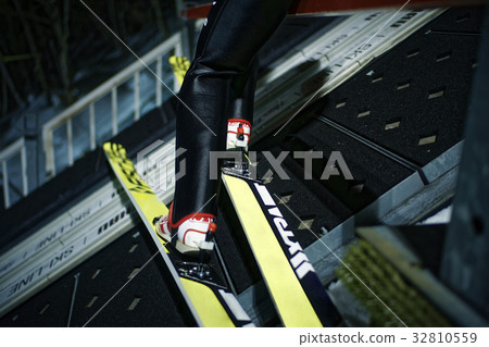 Ski jumper to prepare for the start Ski jumper to prepare for the start 32810559
