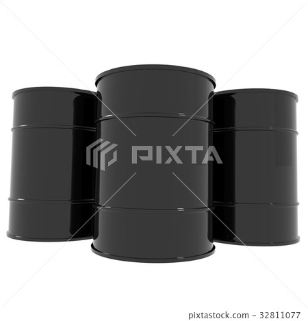 oil aluminum barrel in black on white in 3D oil aluminum barrel in black on white in 3D 32811077