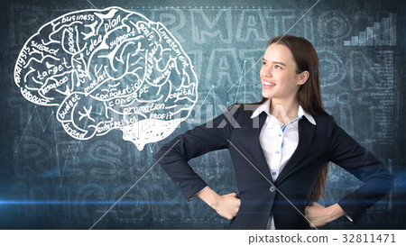 Beauty businesswoman on painted background with Beauty businesswoman on painted background with 32811471