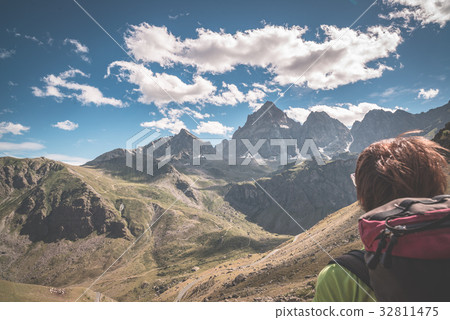 One person looking at the majestic view One person looking at the majestic view 32811475