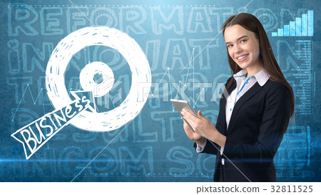 Beauty businesswoman on painted background with Beauty businesswoman on painted background with 32811525