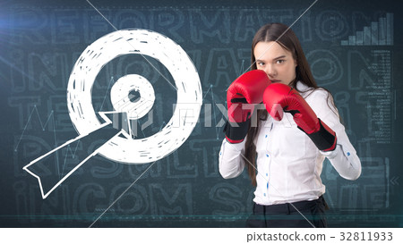 Beauty businesswoman on painted background with Beauty businesswoman on painted background with 32811933