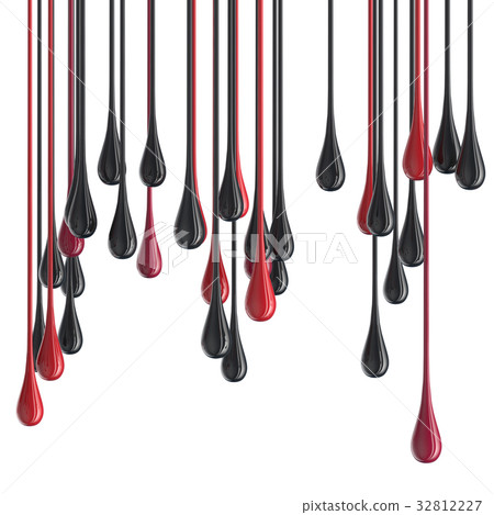 3D red and black glossy paint drop blobs 32812227
