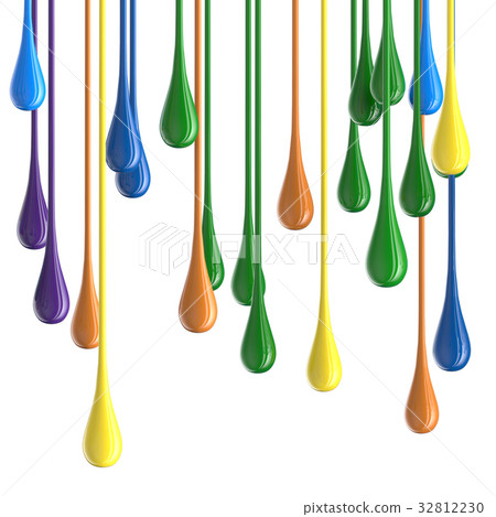 3D color glossy paint drop blobs 32812230