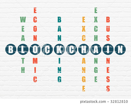 Money concept: Blockchain in Crossword Puzzle Money concept: Blockchain in Crossword Puzzle 32812810