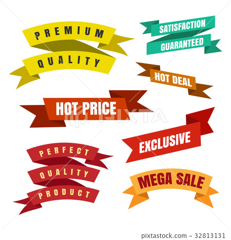 Colorful ribbon labels and stickers - Stock Illustration [32813131] - PIXTA