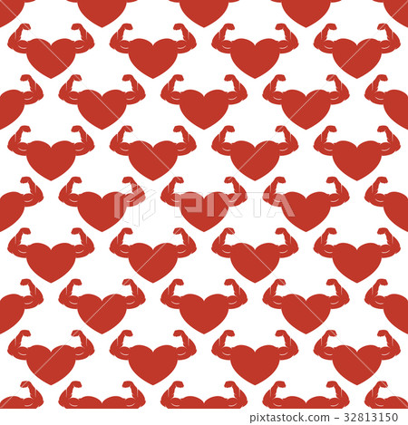 Red strong hearts seamless pattern - Stock Illustration [32813150] - PIXTA