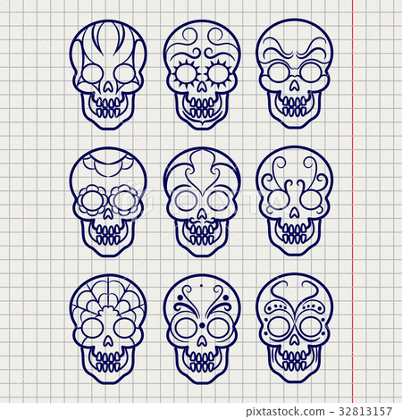 Ballpoint pen mexican skull set Ballpoint pen mexican skull set 32813157