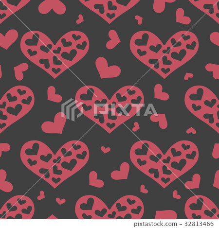Love seamless pattern with pink hearts - Stock Illustration [32813466 ...
