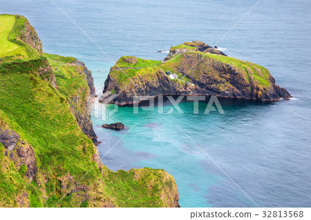 aerial view of the Carrick-a-Rede Rope Bridge and 32813568