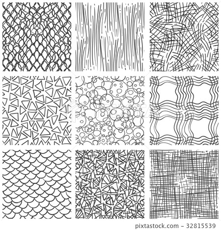 Abstract pen sketch seamless pattern set 32815539