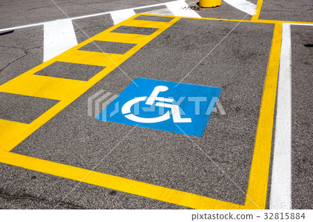 parking space reserved for handicapped shoppers in 32815884