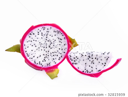Dragon fruit slices on white background 32815939