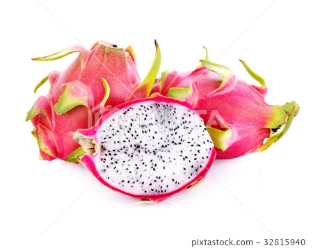 Dragon fruit slices on white background 32815940
