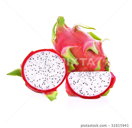 Dragon fruit slices on white background 32815941
