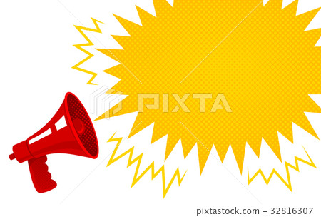 Red retro megaphone. 32816307