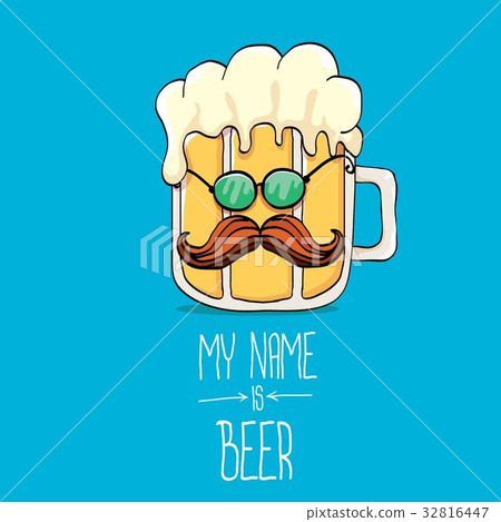 vector cartoon funky beer glass character on blue vector cartoon funky beer glass character on blue 32816447