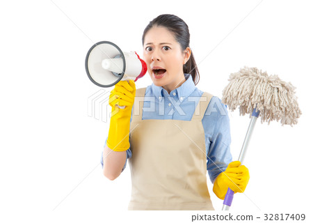 furious angry woman using loud megaphone furious angry woman using loud megaphone 32817409