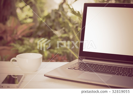 Computer laptop,mobile phone and coffee cup Computer laptop,mobile phone and coffee cup 32819055