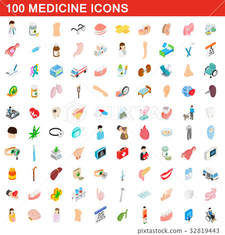 100 medicine icons set, isometric 3d style 100 medicine icons set, isometric 3d style 32819443