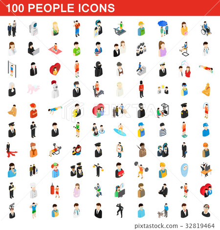 100 people icons set, isometric 3d style 32819464