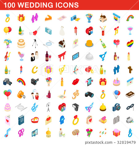 100 wedding icons set, isometric 3d style 100 wedding icons set, isometric 3d style 32819479