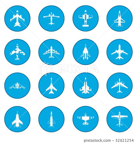 Aviation set icon blue Aviation set icon blue 32821254