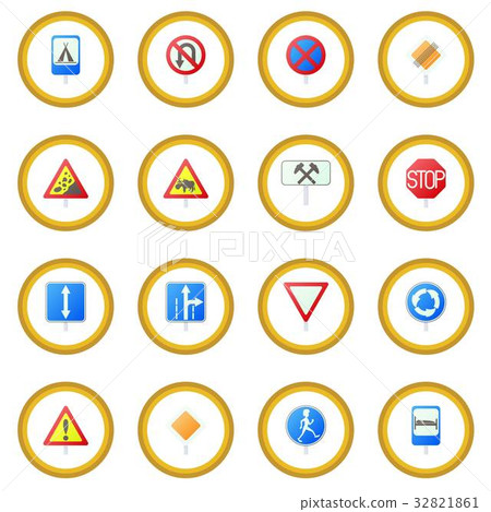 Road Sign Set icon circle Road Sign Set icon circle 32821861