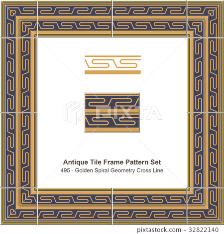 Antique tile frame pattern set  32822140