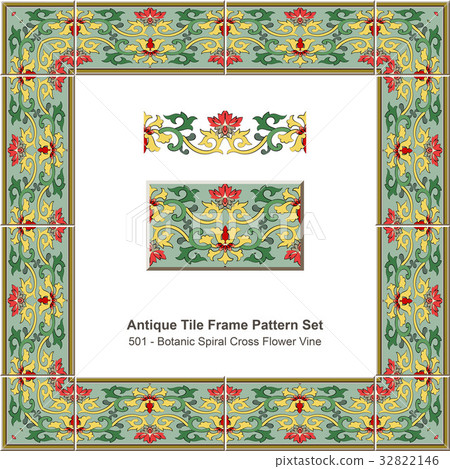 Antique tile frame pattern set - Stock Illustration [32822146] - PIXTA
