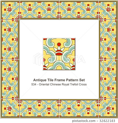 Antique tile frame pattern set - Stock Illustration [32822183] - PIXTA