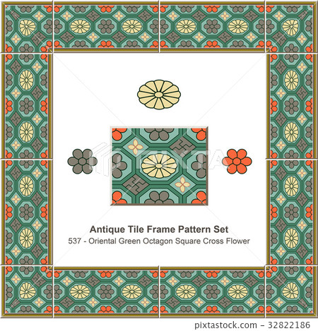 Antique tile frame pattern set-插圖素材 [32822186] - PIXTA圖庫