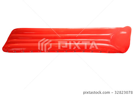Red inflatable floating pool raft mattress. 32823078