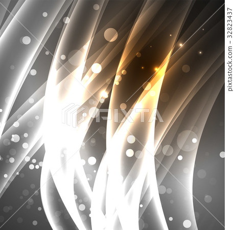 Energy lines, glowing waves in the dark, vector 32823437