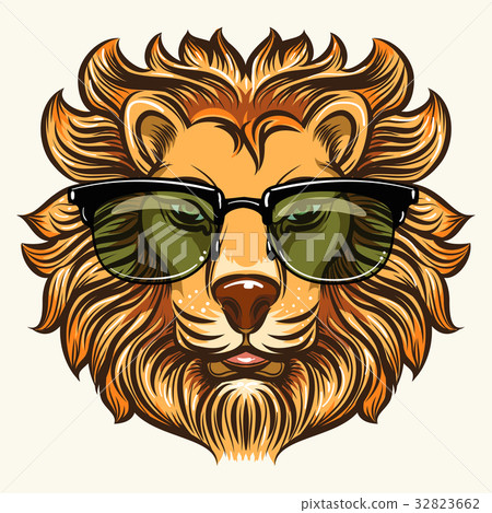Lion in glasses in cartoon style Lion in glasses in cartoon style 32823662
