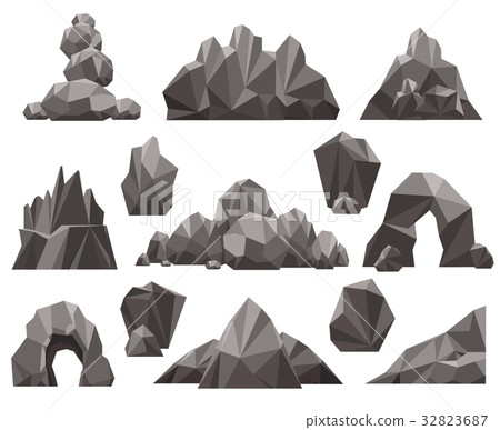 Cartoon 3d rock and stone set Cartoon 3d rock and stone set 32823687