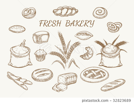 Fresh bakery elements sketch Fresh bakery elements sketch 32823689