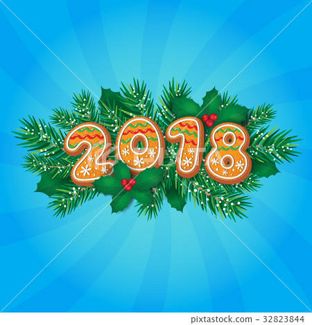 2018 Christmas, New Year greeting card design 2018 Christmas, New Year greeting card design 32823844
