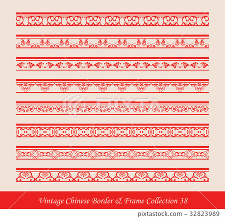 Vintage Chinese Border Frame Vector Collection Vintage Chinese Border Frame Vector Collection 32823989