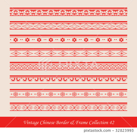 Vintage Chinese Border Frame Vector Collection Vintage Chinese Border Frame Vector Collection 32823993