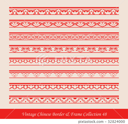 Vintage Chinese Border Frame Vector Collection-插圖素材 [32824000] - PIXTA圖庫